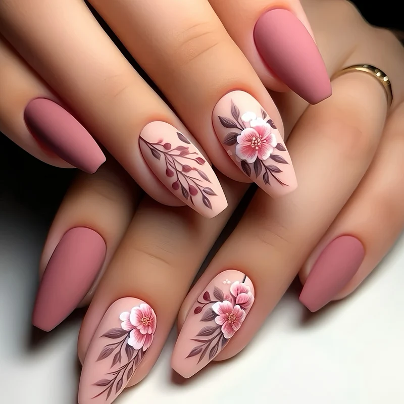 Florale Kunst Acryl Nagelerweiterungen Karnz