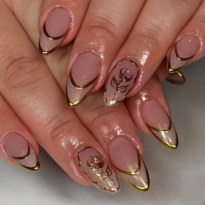 Elegante florale Acryl-Nagelverzierungen Karnz