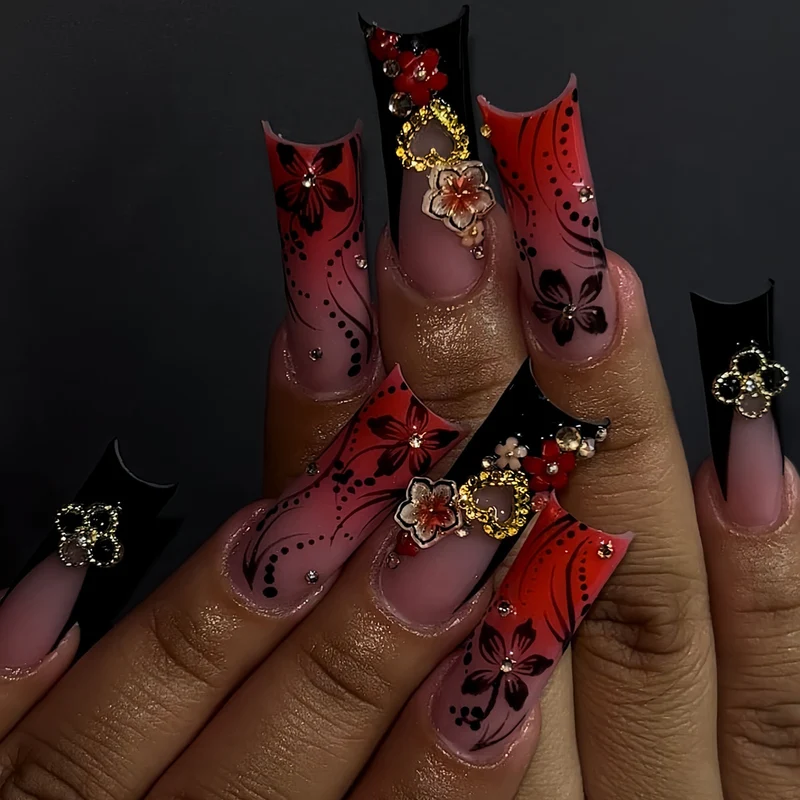 Künstlerisches Blumenmuster Nagelset Karnz