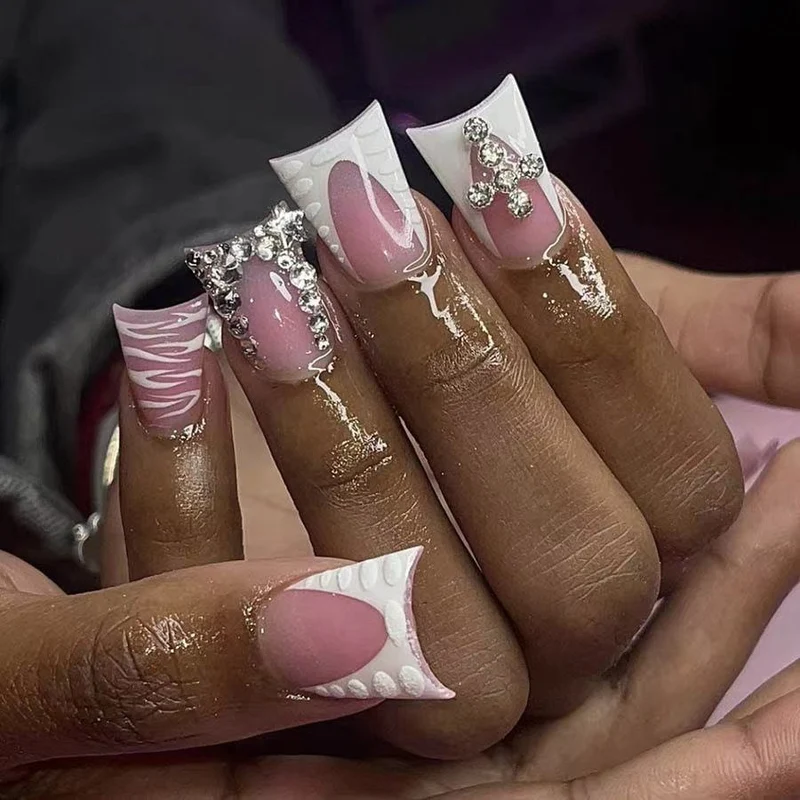3D dekorative Strass-Nagelverlängerungen Karnz