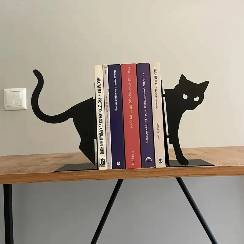 Katzenförmige Metallbuchstützen