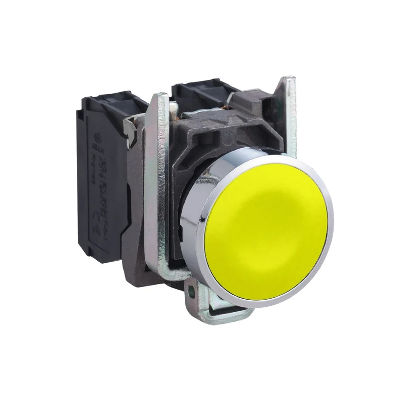 Schneider XB4BA51 Harmony XB4 Yellow Flush Push-Button 22mm 1NO