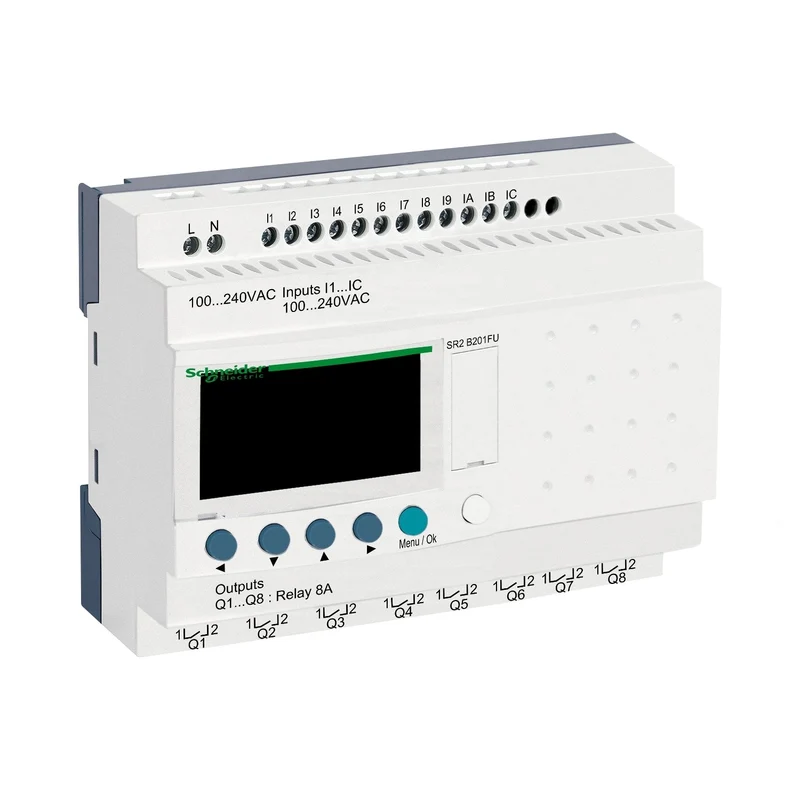 Schneider SR2B201FU Zelio Logic Smart Relay 20 IO 100-240V AC Clock