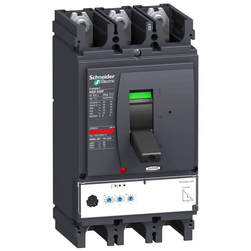 Schneider LV432876 ComPact NSX630F MCCB 630A 36kA 415VAC 3P MicroLogic 2.3