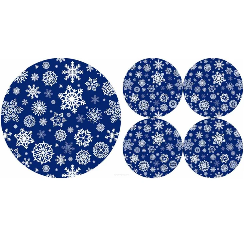 Satz runder Filz-Tischsets 1 + 4 - SNOW