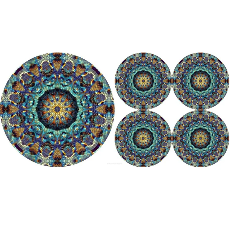 Satz runder Filz-Tischsets 1 + 4 - BARCELONA