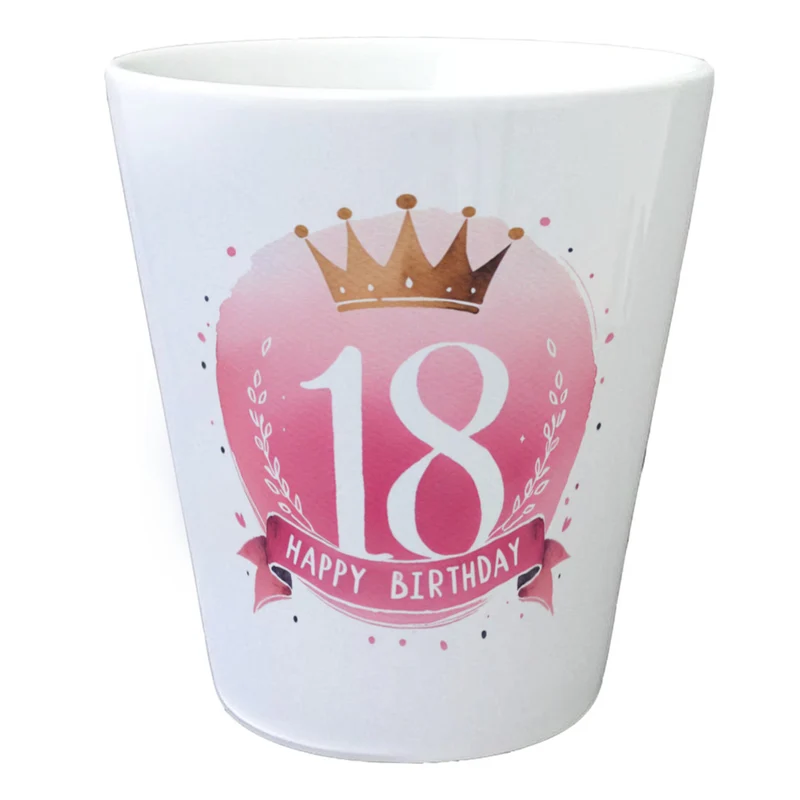 Happy Birthday 18 Krone Blumentopf