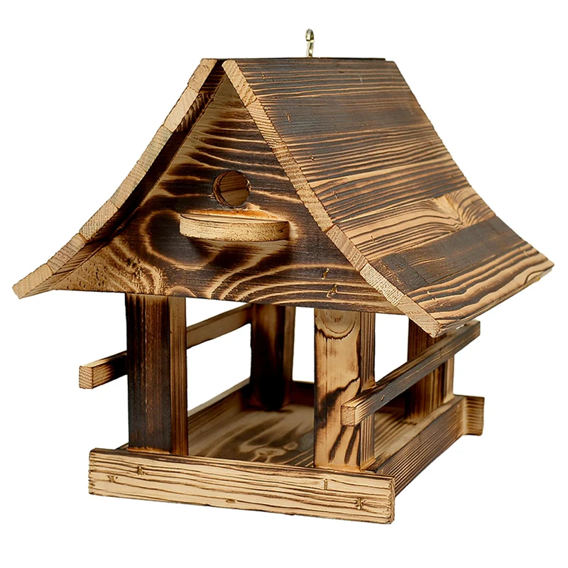 Woodok Vogelfutterhaus, Holz, gefaltet, hellbraun, Haken zum Aufhängen
