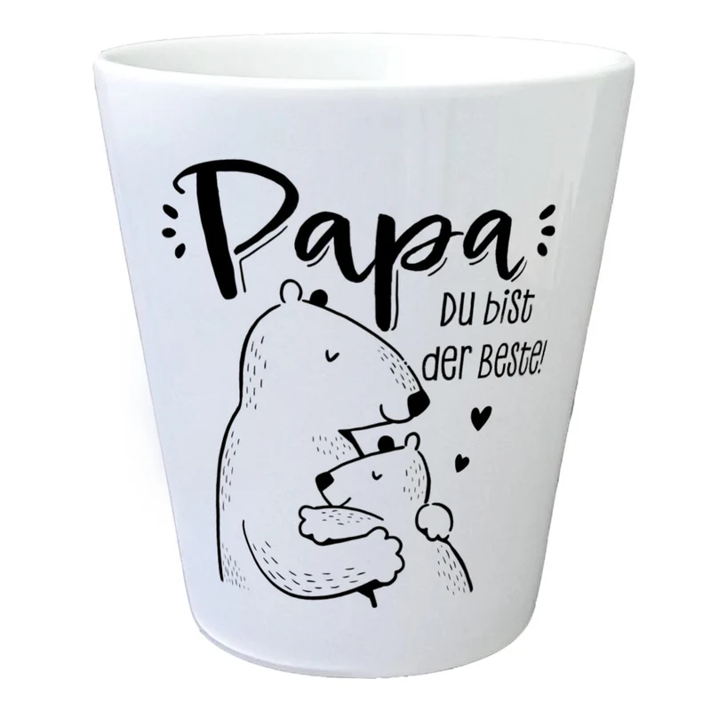 Bären Papa und Kind Blumentopf mit Spruch Papa du bist der Beste