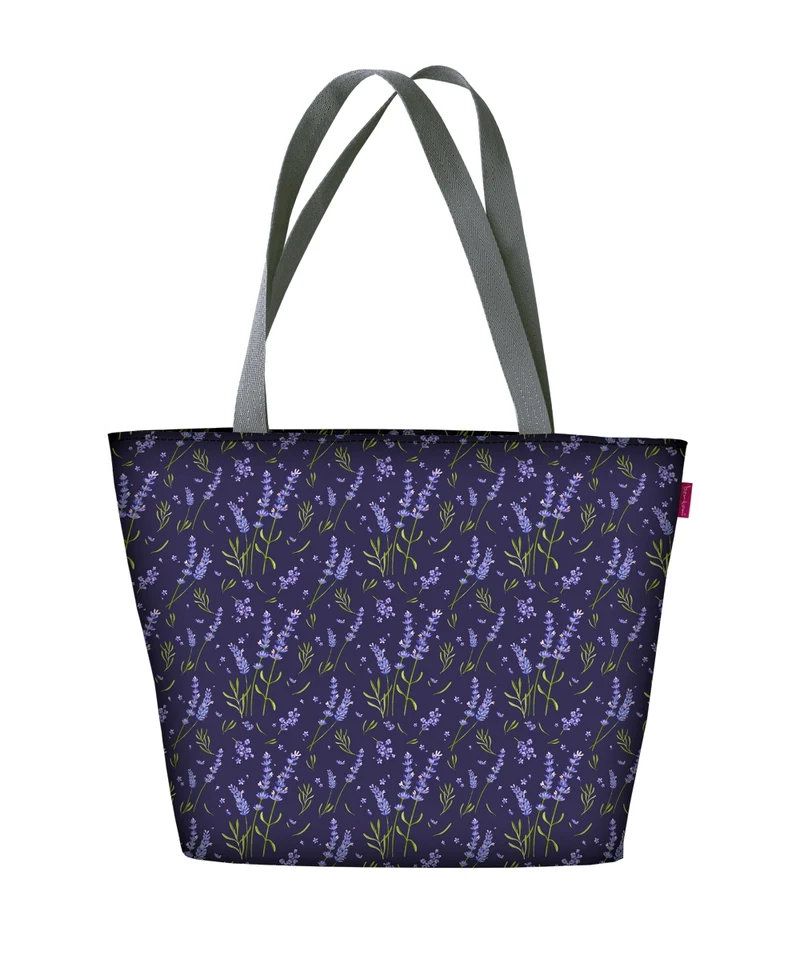 Holi Schultertasche mit Reißverschlus Damen Shopper Passend für A4 Tragetasche Tasche mit Motiv Lavender