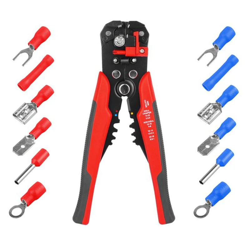 Abisolierzange Kabelschuhzange 10-20 AWG Manuelle Crimpmaschine für 0,5-6,0mm Kabelhülsen inkl. 200 Stück Kabelverbinder Abisolierzange Kabelschuhzange 10-20 AWG Manuelle Crimpmaschine für 0,5-6,0mm Kabelhülsen inkl. 200 Stück KabelverbinderAbisolier