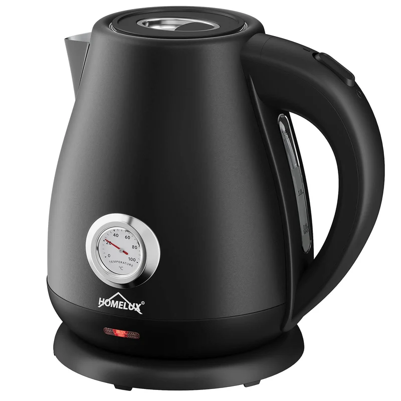 Elektrischer Retro Wasserkocher mit Thermometer – 1,7L, Edelstahl, 2200 Watt