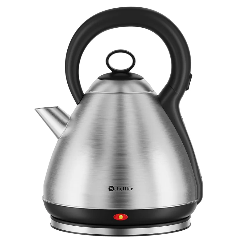 Scheffler Vintage Edelstahl-Wasserkocher 3,5L Kapazität 1800 Watt Kabelloser Teekessel mit 360° Drehbasis & Auto-Abschaltung