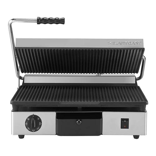 MilanToast kontaktni žar z rebrastimi ploščami | Lito železo s keramičnim neoprijemljivim premazom | 2,760 W | 43 x 25 cm