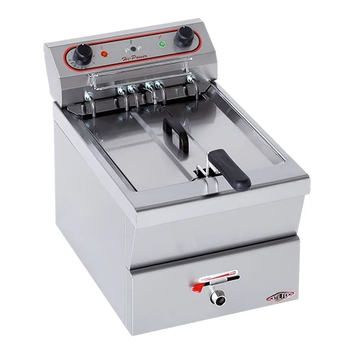 Stilfer električna friteza 12 l | namizna, iz nerjavnega jekla | hladna cona in odtočni ventil | 7 kW