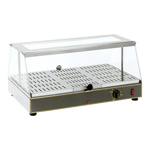 Ogrevana razstavna vitrina za hrano | Roller Grill | Nerjaveče jeklo, 650 W, 20-90°C | 59 x 35 x H28.5 cm