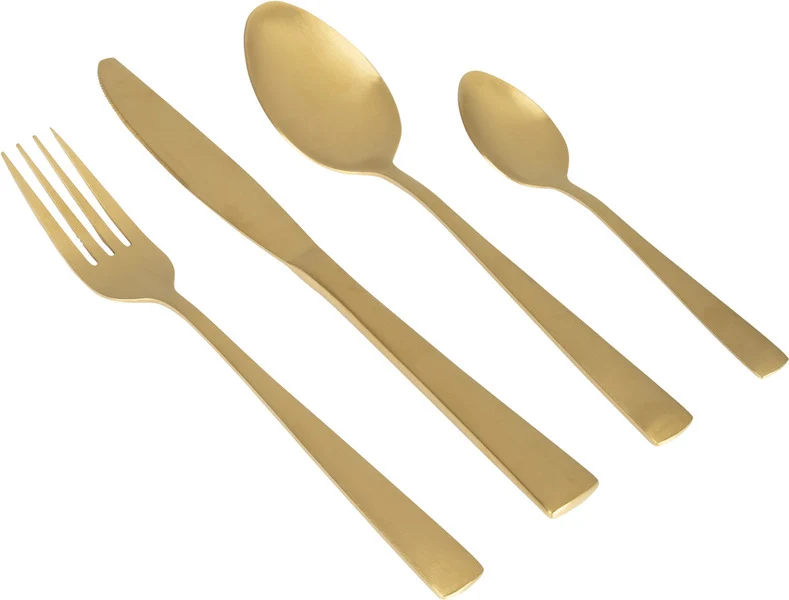 Besteckset, 16-teilig, goldfarben, LINEA LINE
