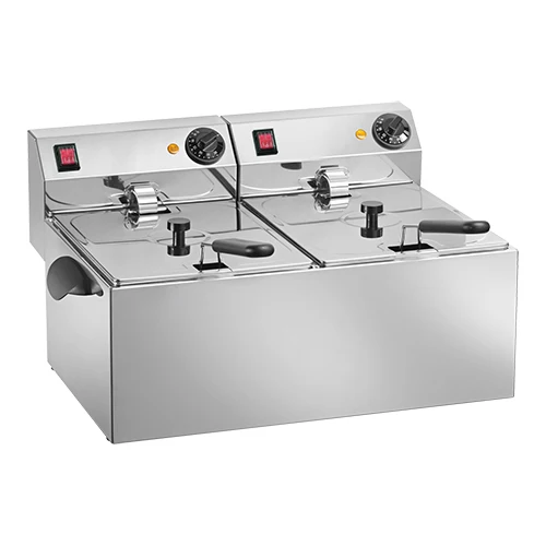 Dvojna namizna električna friteza | Titanium | 2 x 6 L | Nerjavno jeklo | 3.25 kW