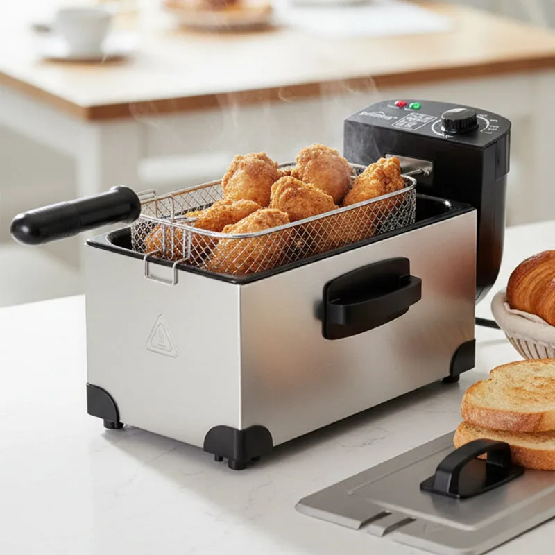 HOMELUX Friteuse 3 L 2000W fritteuse mit öl, Temperaturregler, Edelstah fritteuse mit Fett & Öl, Deep Fryer, Elektrische Fritteuse