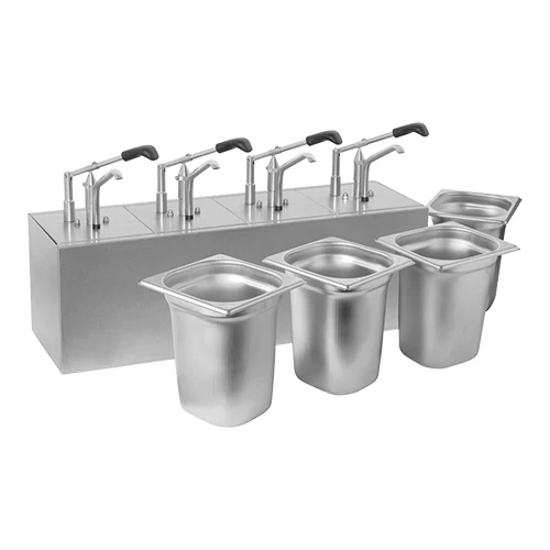 Dozator za omake iz nerjavnega jekla s 4 predelki | Hovicon | 4 x 3.1 L | 66.5 x 21.5 x H37 cm