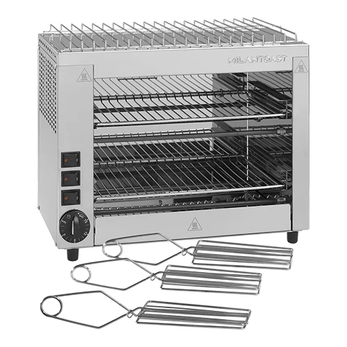 MilanToast dvonivojski toaster žar s časovnikom in lovilnim pladnjem | Nerjavno jeklo | 2700 W | 43 x 23 x V35 cm