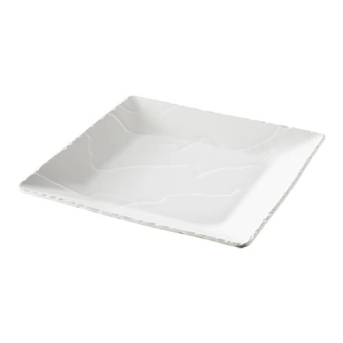 Kvadratni porcelanasti krožnik v videzu skrilavca | Revol | Bel | 28 x 28 cm