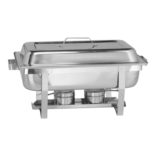 Grelna posoda GN 1/1 s posodo za hrano, pokrovom in 2 gorilnikoma za gorivno pasto | Max Pro | Nerjavno jeklo | 60.5 x 35.3 x H30.2 cm