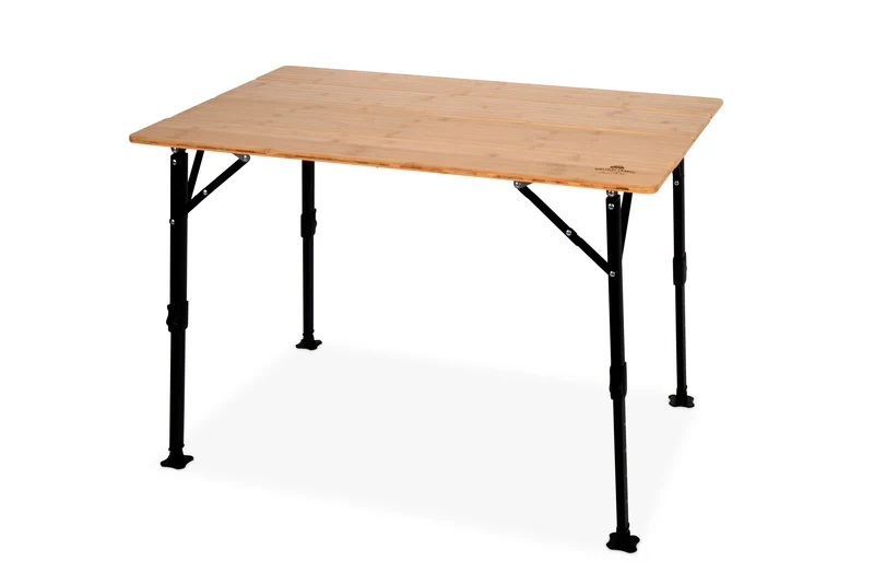 Campingtisch, Bambus, faltbar, Beine schwarz, 100 x 65 cm