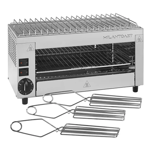 MilanToast toaster žar z 1 nivojem, časovnikom in odcejalnim pladnjem | Nerjavno jeklo | 1850 W | 43 x 23 x V23 cm