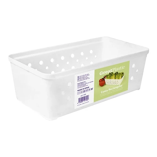 Bela naložljiva organizacijska košara | Great Plastic | PP brez BPA | 21.5 x 11.5 x H7 cm