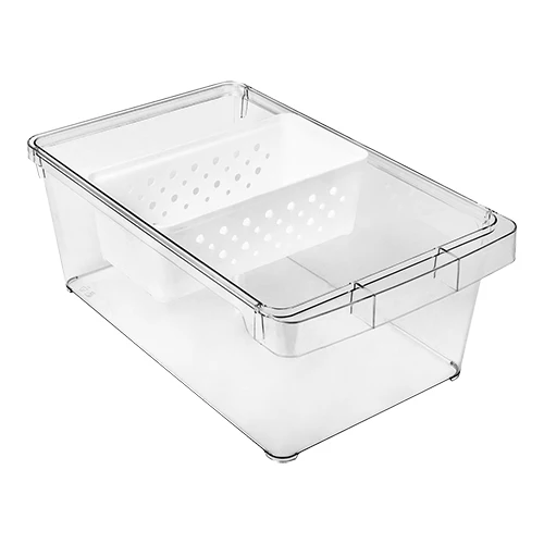 Prozoren naložljiv organizator za hladilnik | Great Plastic | SAN | 22.5 x 37 x H14 cm