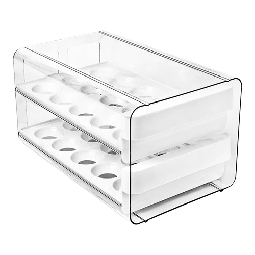 Prozoren naložljiv organizator za hladilnik | Great Plastic | Za 30 jajc | 16.5 x 26.5 x H14.5 cm