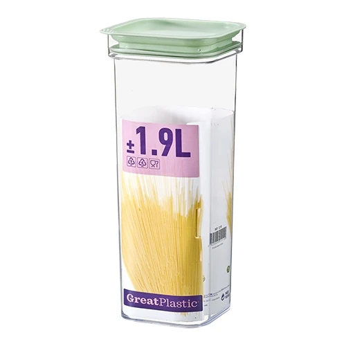 Prozorna večnamenska posoda za živila | Great Plastic | Brez BPA | 1.9 L | 11 x 11 x H30 cm