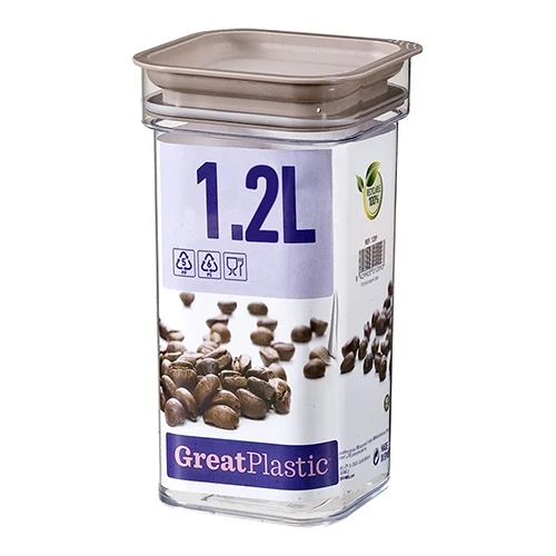 Prozorna večnamenska posoda za živila | Great Plastic | Brez BPA | 1.2 L | 11 x 11 x H18.5 cm