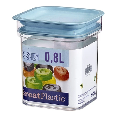 Prozorna večnamenska posoda za živila | Great Plastic | Brez BPA | 0,8 l | 11 x 11 x V12,5 cm