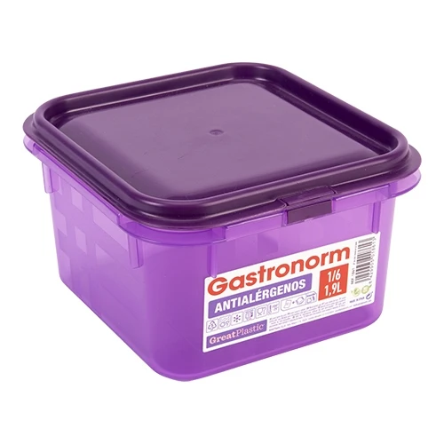 Great Plastic vijolična PP GN 1/6 posoda za živila z neprodušnim tesnilom | 1,9 L | 100 mm