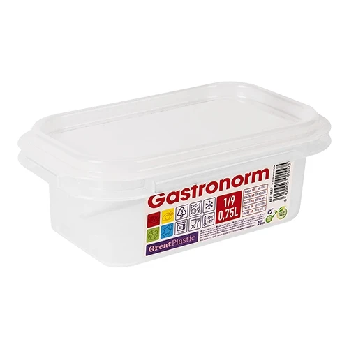 GN 1/9 posoda za živila z zrakotesnim tesnilom | Great Plastic | Prozoren polipropilen | 0.75 L, H65 mm