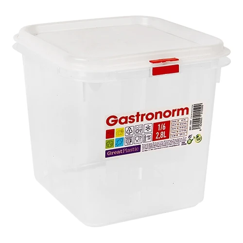 Great Plastic GN 1/6 posoda za živila z zrakotesnim tesnilom | Prozoren PP | 2.8 L, H150 mm
