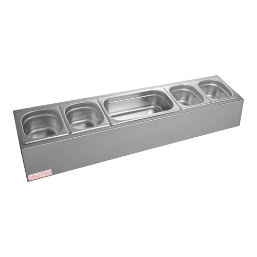 Max Pro dozator za dodatke iz nerjavnega jekla | 5 predelkov | GN 1/3 in GN 1/6, globina 150 mm | 102 x 21 x V20 cm