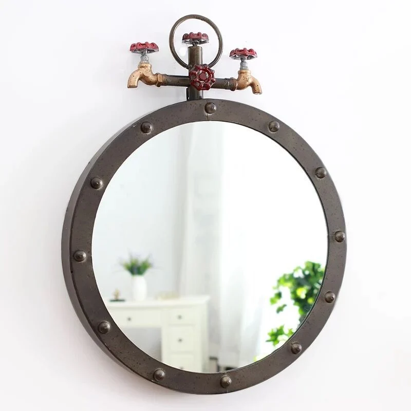 Industriell-Style Rundwandspiegel mit Vintage-Rohrdesign Karnz