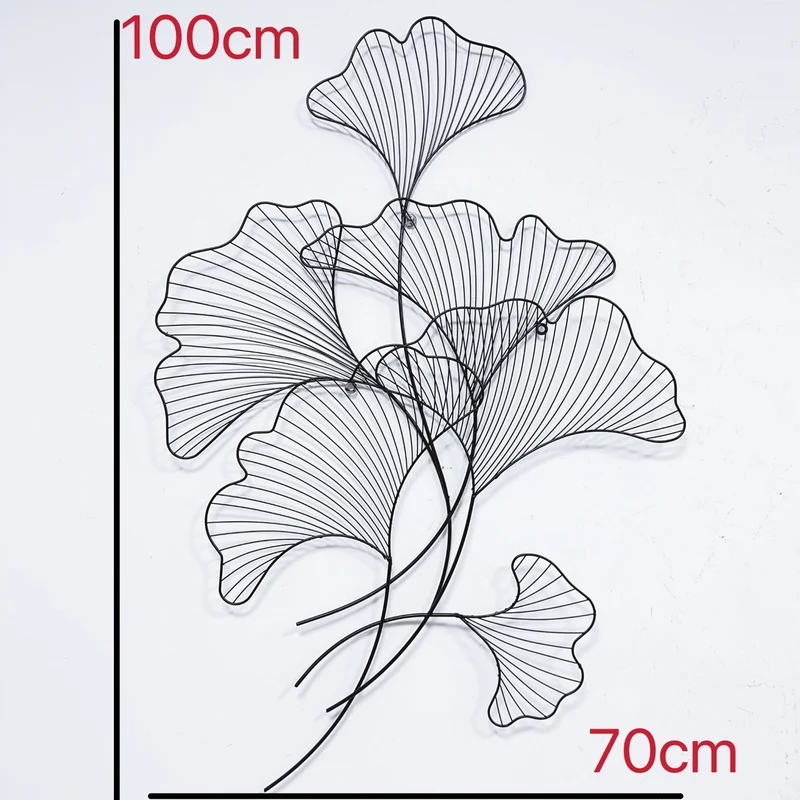 Elegante Ginkgo-Blatt Metall Wandskulptur Karnz
