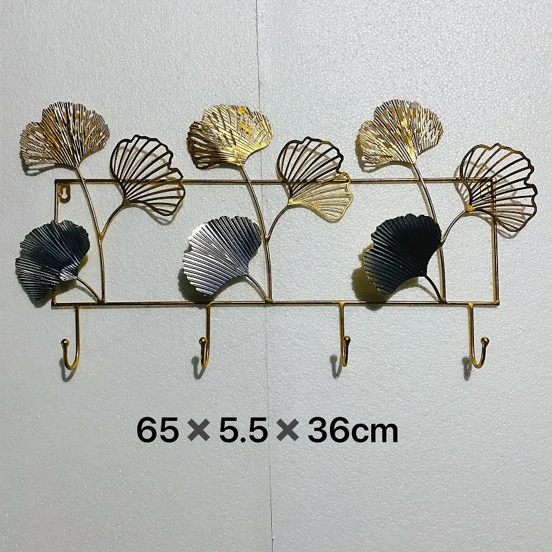 Dekorativer Metall Wandhakenregal mit Ginkgo-Blatt-Design Karnz