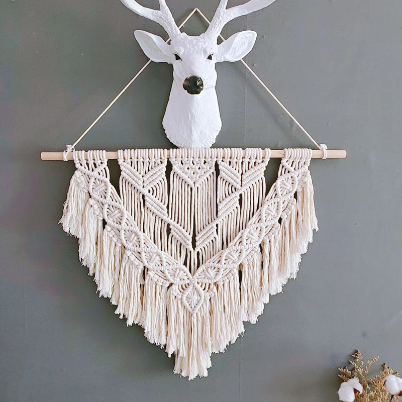 Bohemian Makramee Fransen Wandbehang Karnz