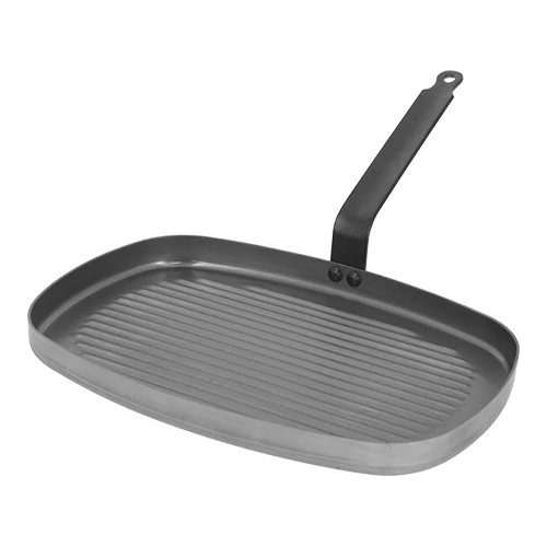 de Buyer Carbone Plus rebrasta pravokotna žar ponev iz štancanega jekla 38 x 26 cm