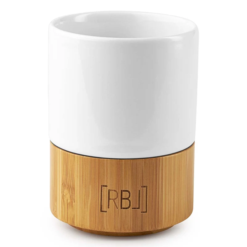 Rebel Outdoor Tasse 200 ml Doppelwandig Campingtasse Kaffeebecher Bambus/Weiß