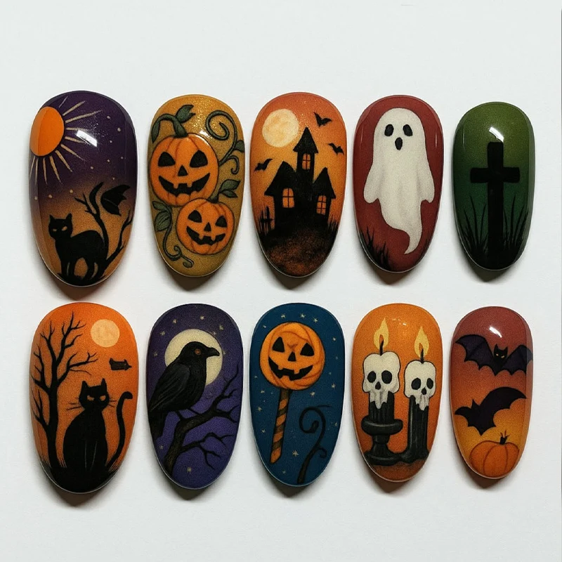 Kunstnagelset mit gruseligen Halloween-Motiven Karnz 1789118658