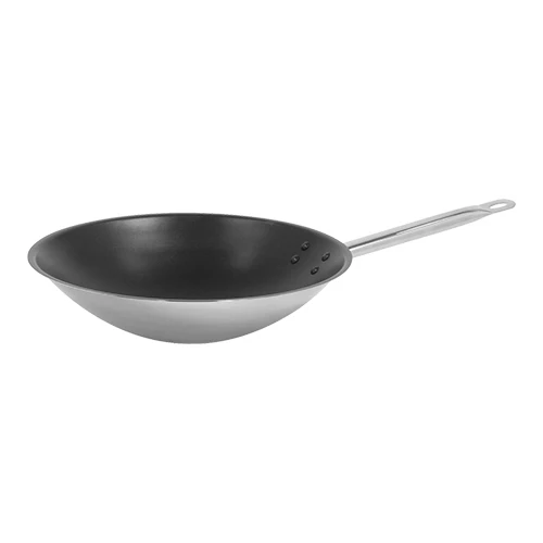 Vok z ravnim dnom in neoprijemljivim premazom | Pujadas | Nerjavno jeklo | 6 L | Ø36 x V10 cm