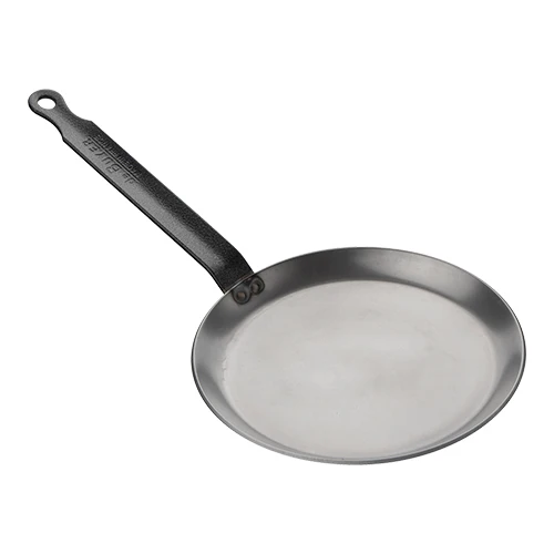 Ponev za palačinke z zakovičenim železnim ročajem | de Buyer Carbone Plus | štancano jeklo | Ø18 cm