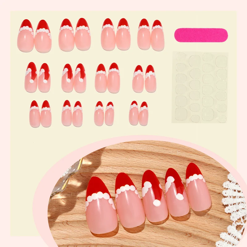 Kunstnagelset mit festlichen Santa-Motiv und Glitzerakzenten Karnz