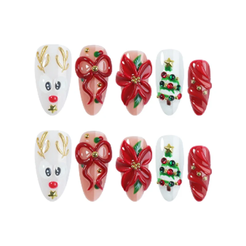 Kreatives Weihnachtskunstnagelset mit festlichen Motiven und Glitzerakzenten Karnz
